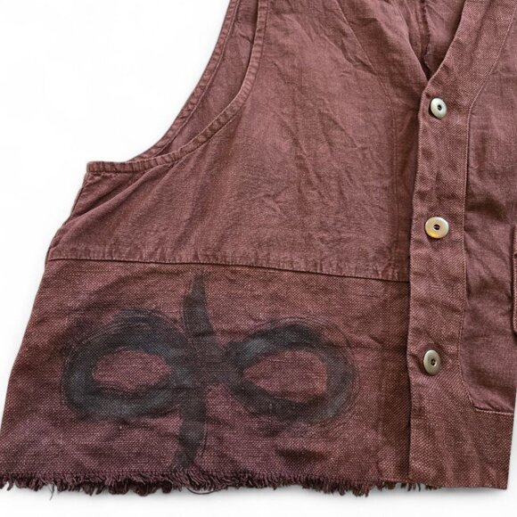 Vintage Blue Fish Womens Hemp Vest 2000 Collection Poet Vest Loam - Picture 4 of 11